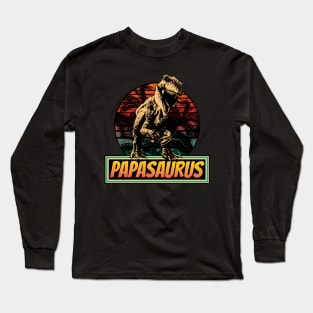 Papasaurus ,Papa Dad Dinosaur Funny, Father's T-Rex,Daddy Fathers Rex Vintage Long Sleeve T-Shirt